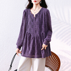 批发实拍胖妈妈独特漂亮长袖T恤衫<b class='q'>大码</b><b class='q'>女装</b>宽松显瘦百搭上衣秋