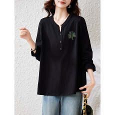 批发实拍女装减龄衬衫胖妈妈洋气宽松打底衫<b class='q'>时尚</b>显瘦秋装T恤上衣
