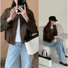 批发实拍已出货 春季韩系美拉德气质质感短外套圆领休闲百搭短外套