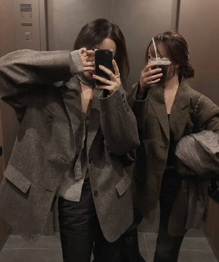 있음 선적 한국 스타일 chic 미니멀리즘 출퇴근 고급 센스 다용도 정장 칼라 보온 재킷