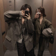 批发韩版 chic 简约 通勤 高级感 <b class='q'>百搭</b> 西装领保暖外套