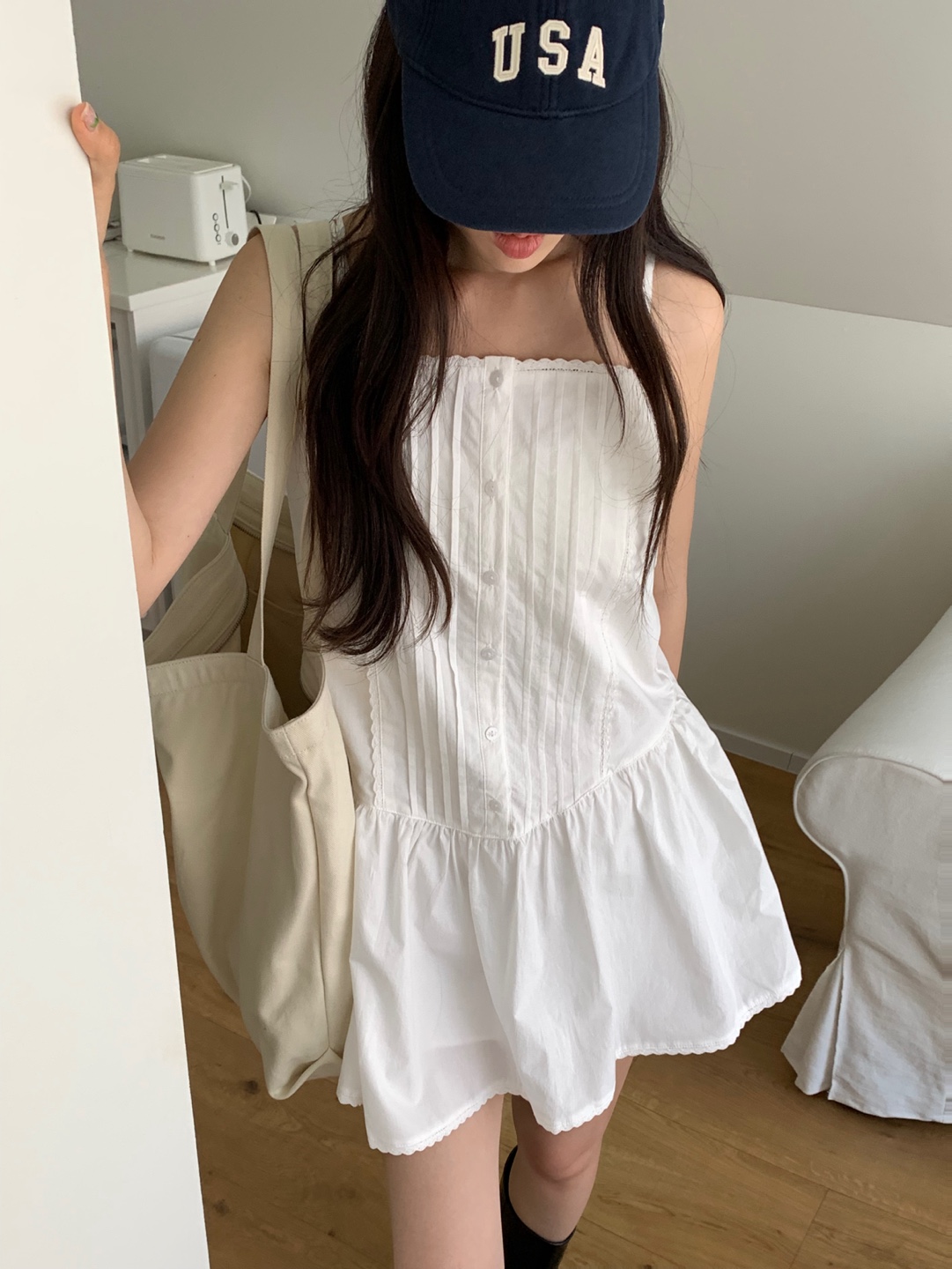 chic 한국 스타일 달콤함 슬립 다용도 플리츠 드레스
