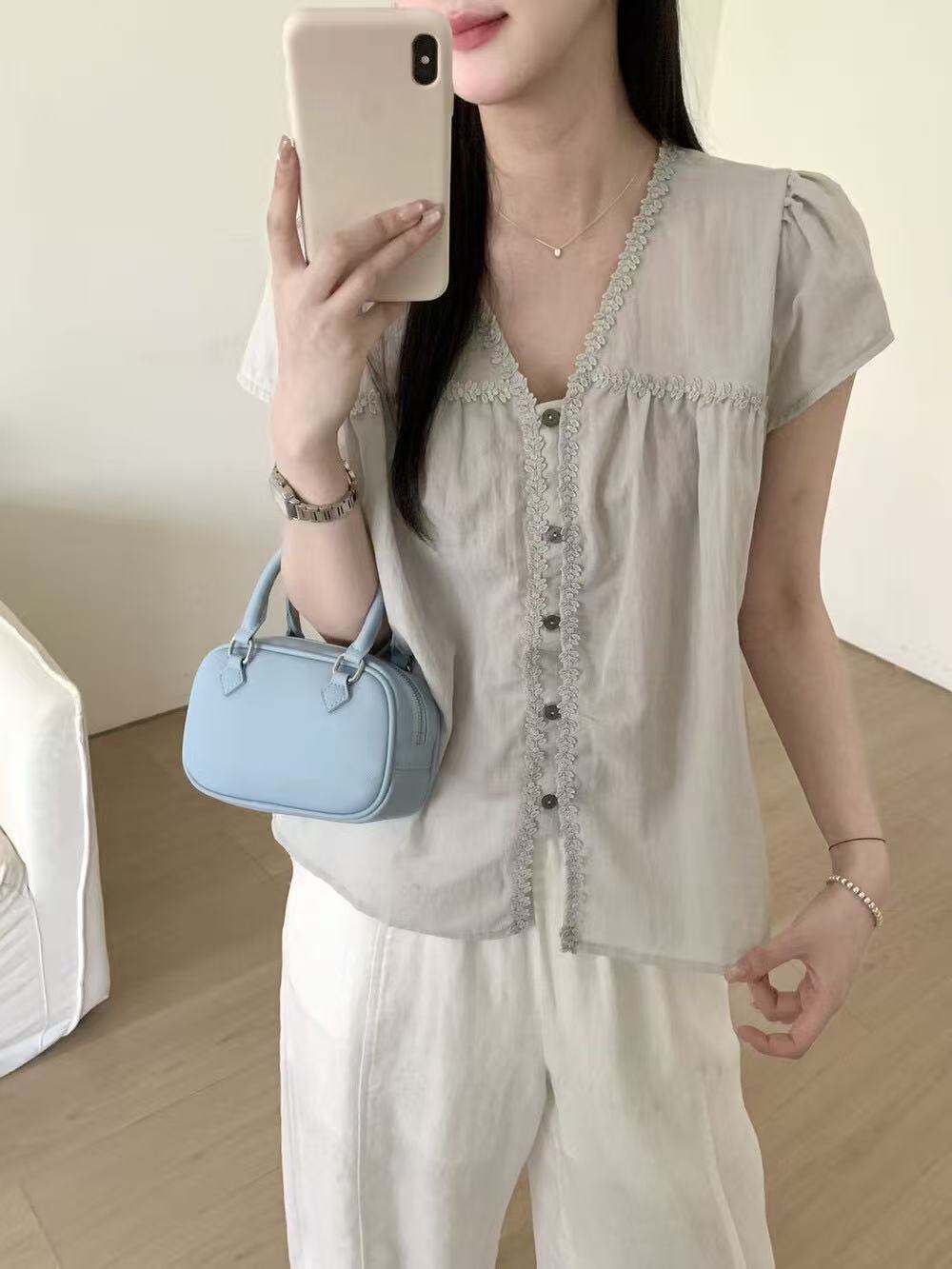 문예 레이스 패치워크 여성 셔츠 얇은 스타일 연령 감소 요정 오픈 가디건 외출용 루즈핏 마이크로 ~을 통해 디자인 센스