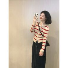 批发条纹针织吊带开衫女春秋薄款<b class='q'>新款</b>休闲毛衣上衣两件套装
