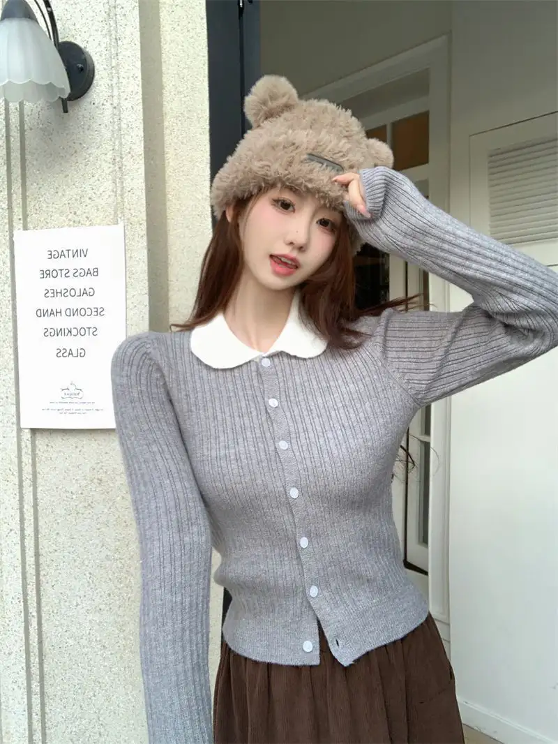 배색 폴라 칼라 니트 상세 이미지 2