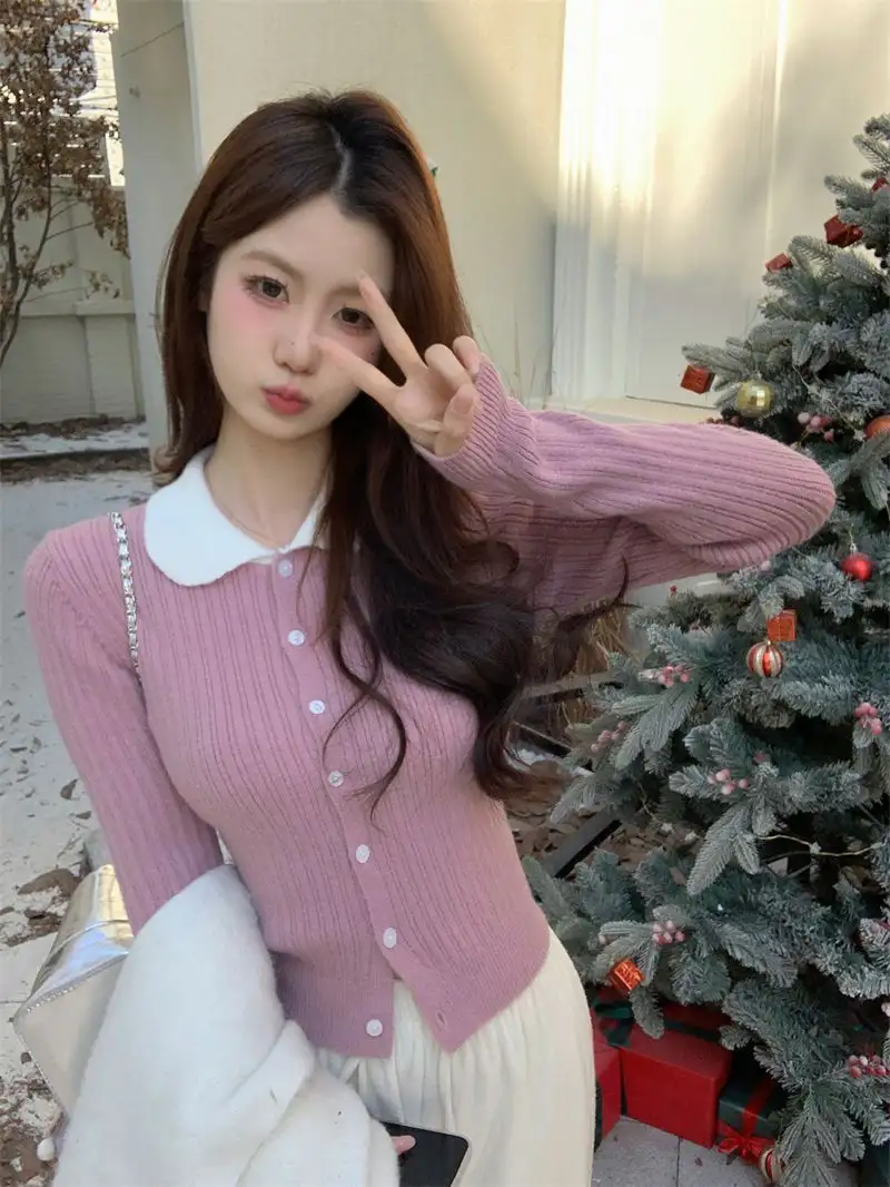 배색 폴라 칼라 니트 상세 이미지 5