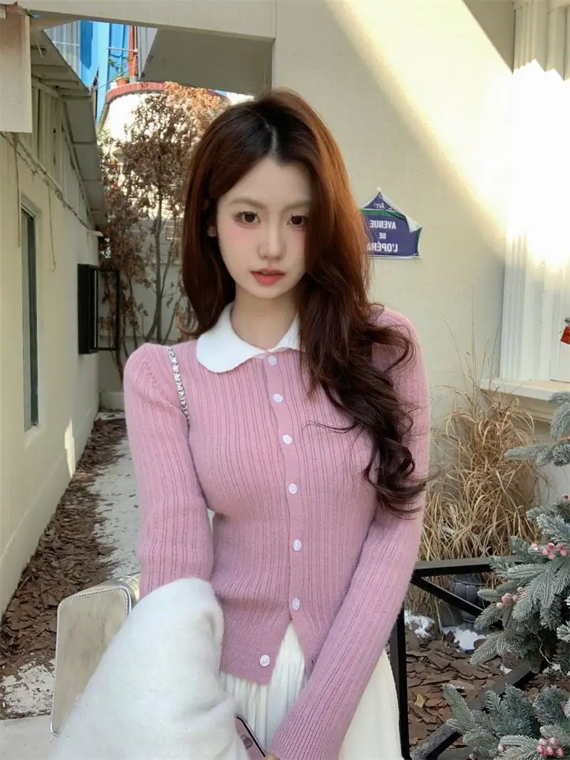 배색 폴라 칼라 니트 상세 이미지 6