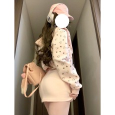 批发套装女2025秋季新款甜美少女感小猫印花连帽卫衣外套高腰<b class='q'>半身裙</b>潮