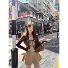 批发三件套女2025秋季<b class='q'>新款</b>甜辣妹短款针织披肩撞色条纹吊带高腰<b class='q'>半身裙</b>