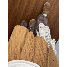 批发毛呢复古蕾丝边拼接格子半身裙女<b class='q'>秋</b>冬2025新款高腰中长款a字伞裙