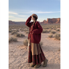 批发miu系千金风新年战袍<b class='q'>连衣裙</b>子秋冬季韩剧女主温柔系跨年穿搭套装