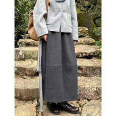 批发复古深灰色a字半身<b class='q'>裙</b>女2025新款冬装显瘦高腰半<b class='q'>裙</b>宽松<b class='q'>花苞</b><b class='q'>裙</b>子女