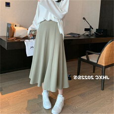 批发<b class='q'>夏季</b>绿色西装半身裙女小个子高腰a字长裙大摆伞裙