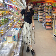 批发量大价优 碎花<b class='q'>半身裙</b>女夏季新款中长款设计感小众气质印花A字裙