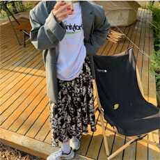 批发量大价优 设计感碎花<b class='q'>半身裙</b>复古水墨印花秋季打底中<b class='q'>长裙</b>休闲裙