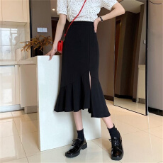 批发高腰开叉鱼尾裙女夏季2026新款显瘦<b class='q'>中长款</b>气质遮胯包臀半身长裙子