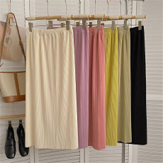 批发雪纺百褶<b class='q'>半身裙</b>女夏季2026新款小个子松紧高腰垂感开叉a字中<b class='q'>长裙</b>