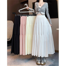 批发白色<b class='q'>半身裙</b>女春夏2026新款高腰法式蓬蓬蛋糕裙大摆伞裙a字<b class='q'>长裙</b>子