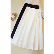 新中式国风提花半身裙春夏高腰显瘦a字百褶裙后松紧腰气质马面裙