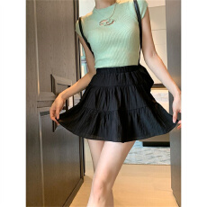 批发黑色蛋糕裙半身裙短款女夏季2026新款<b class='q'>短裙</b><b class='q'>高腰</b>a字小个子蛋糕半裙