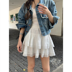 批发白色a字<b class='q'>蕾丝</b>蛋糕裙半身裙女2026年春夏小个子公主蓬蓬短裙子