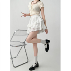 批发精选推荐～不规则蕾丝花边<b class='q'>短裙</b>女夏<b class='q'>高腰</b>百搭蓬蓬半身裙