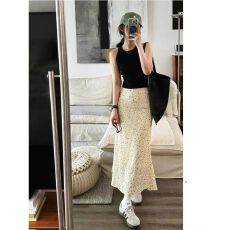 批发<b class='q'>韩国</b>气质显瘦修身高腰中长裙绑带包臀裙法式清新田园碎花半身裙女