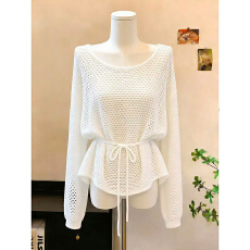 批发法式慵懒风镂空短袖针织衫女夏季新款<b class='q'>时尚</b>百搭显瘦防晒外搭上衣潮