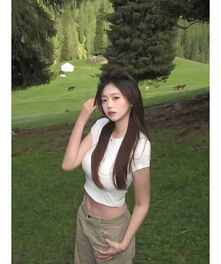 화이트 몸매 가꾸기 반팔 티셔츠 여성 여름 라운드 넥 타이트 슈퍼 잘 생긴 순수한 욕망 바람 Chic 핫걸 작은 맨위