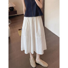 批发白色花苞蓬蓬半身裙女秋季中<b class='q'>长款</b>高腰遮胯a字伞裙高级感气质半裙
