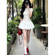 批发韩系减龄小个子精致白色裙子短裙小<b class='q'>套装</b>女2026超火夏装一整套穿搭
