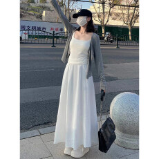 批发白色半身裙女秋季中<b class='q'>长款</b>垂感伞裙2026新款高腰山本风显瘦a字裙子