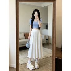 批发白色百褶半身裙女<b class='q'>春</b>夏2026年新款高腰A字显瘦百搭中长款伞裙潮ins