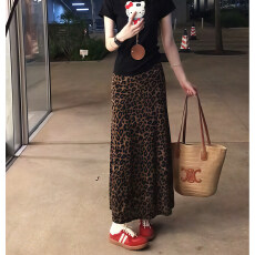 批发豹纹长款半裙秋季2026新款显瘦包臀半身裙遮胯a字裙子