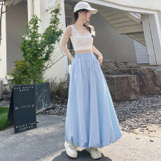 批发黑色花苞半身裙女夏季2026新款高腰显瘦a字裙小个子中长款蓬蓬裙