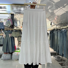 批发小清新<b class='q'>半身裙</b>少女春秋新款洋气松紧腰a字蛋糕中<b class='q'>长裙</b>