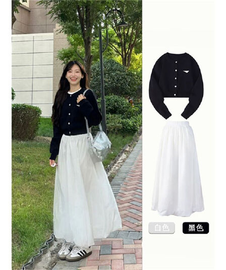 가을 의상 코디 차 부서 착용 가져 가라. 전체 집합 작은 샤넬 스타일 스웨터 반신 치마 투피스 세트 초기 가을 새로운 여성 의류