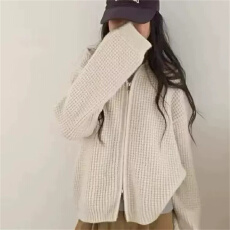 批发加厚<b class='q'>韩版</b>宽松慵懒风针织开衫秋冬外穿遮肉显瘦毛衣外套