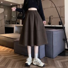 批发口袋毛呢短裙子韩系<b class='q'>百搭</b>休闲设计慵懒感宽松加厚显瘦中裙半身裙女