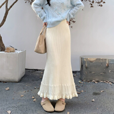 批发精选推荐～针织鱼尾<b class='q'>半身</b>裙女秋冬高腰垂感<b class='q'>包臀</b>a字<b class='q'>长裙</b>