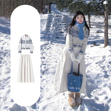 批发新疆阿勒泰东北穿搭针织套装裙<b class='q'>秋</b>冬2026新款巨好看超火冬装一整套