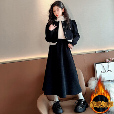 批发<b class='q'>女</b><b class='q'>童</b><b class='q'>秋冬</b><b class='q'>连衣裙</b>两件套2025新款洋气小香风<b class='q'>女</b>孩冬季<b class='q'>大</b><b class='q'>童</b>加绒套装裙