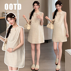 批发<b class='q'>实拍</b>  <b class='q'>孕妇</b><b class='q'>新款</b>亚麻老钱风休闲背心镂空钩花宽松短裙