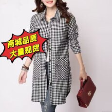批发长袖格子衬衫女秋冬装2026新款胖mm<b class='q'>大码</b>衬衣外套宽松中长款打底衫