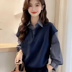 批发精致实用主义设计感收腰显瘦百搭时髦翻领通勤<b class='q'>衬衫</b>
