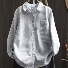 韩国东大门竖条纹中长款防晒衬衫女夏季新款宽松休闲衬衫