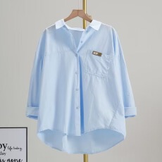 薄款外贸新款韩国纯棉长袖衬衣衬衫百搭简约宽松休闲开衫上衣