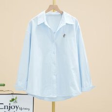 日系蓝色衬衫2026年新款秋冬内搭打底上衣外套春季女装衬衣女