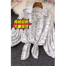 批发韩国<b class='q'>外贸</b>韩版新款长袖<b class='q'>衬衣</b>字母小外套女春秋季休闲白搭宽松上衣