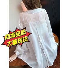 批发夏季清爽气质薄款衬衫女长袖开衫防晒衣雪纺冰丝小众上衣